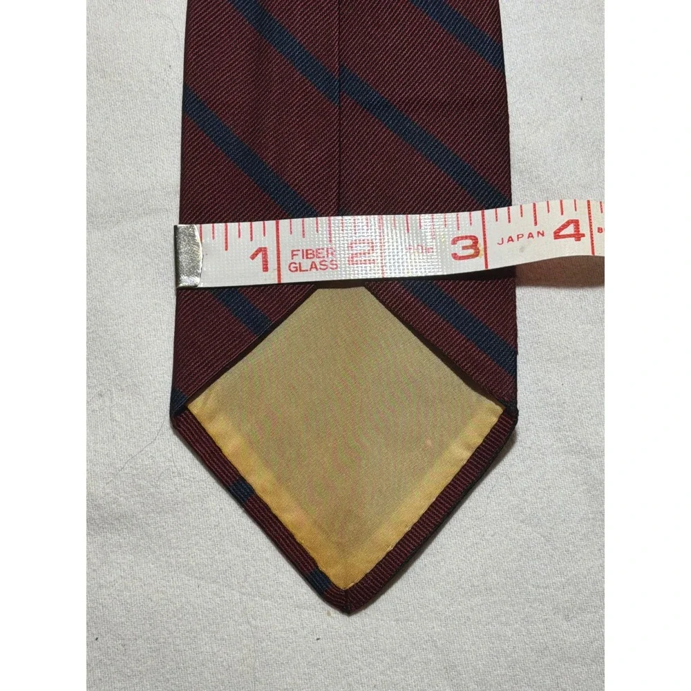 Brooks Brothers Makers Mens Repp Stripe Silk Tie Burgundy Navy Blue England
